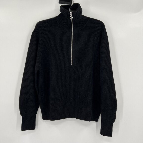 Quince Sweaters - Quince Black Baby Alpaca-Merino Wool Quarter Zip Pullover Sweater sz S NWT